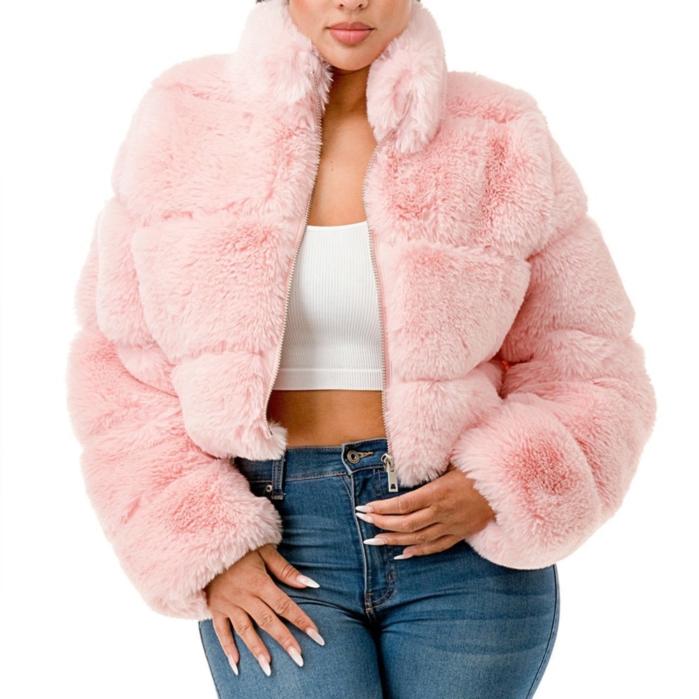 Blush Pink Faux Fur Jacket